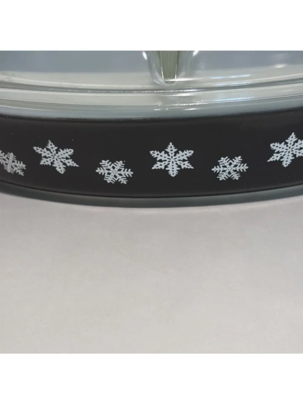 Rare Vintage Pyrex Snowflake Black 1.5 Qt Divided Oval Casserole Dish w/Lid 945C